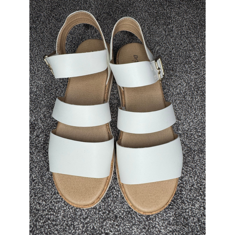 Dr. Scholl’s White Cork Wedge Sandals | Size 8 | Adjustable Straps